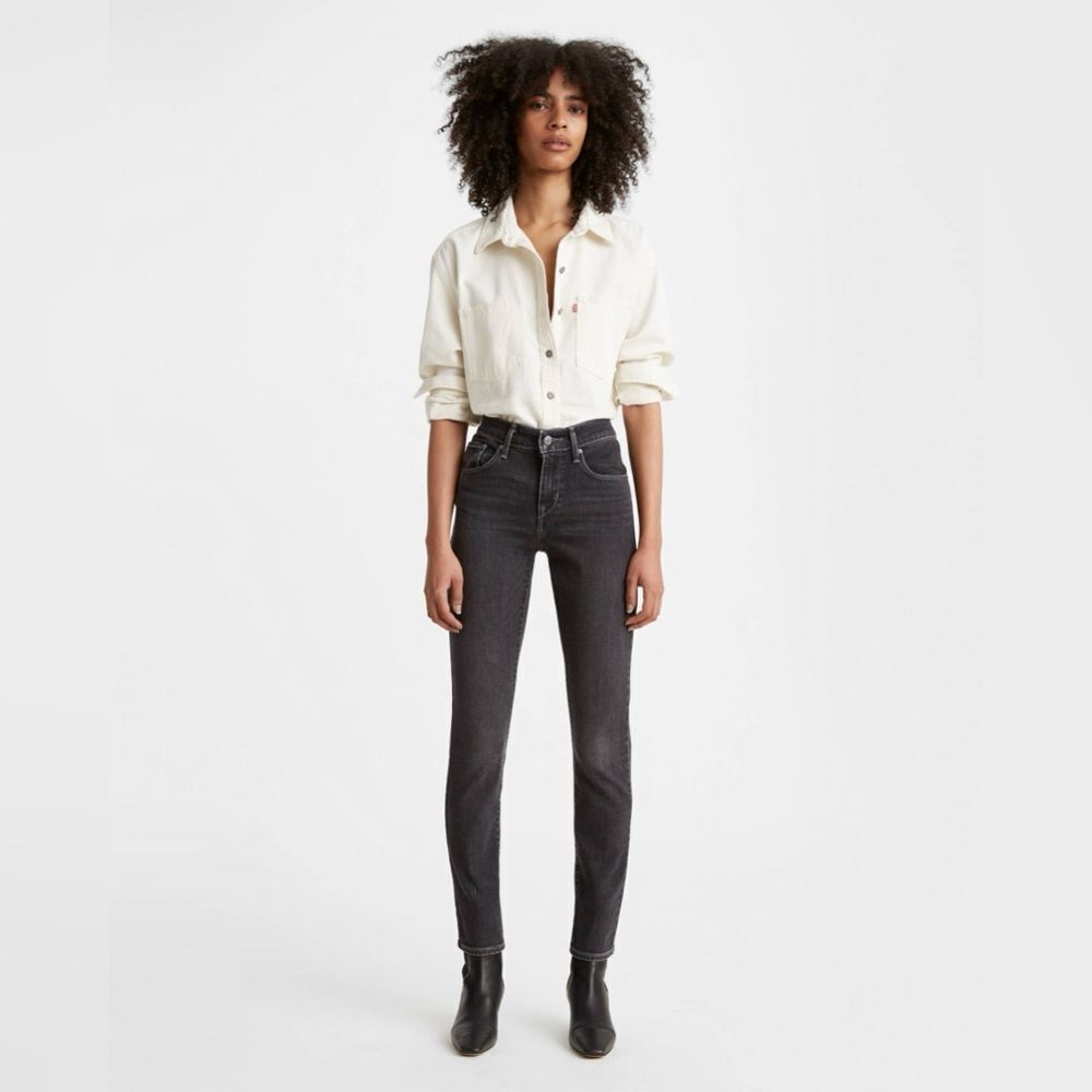 Levi's Charcoal Black Mid Rise Skinny Jeans